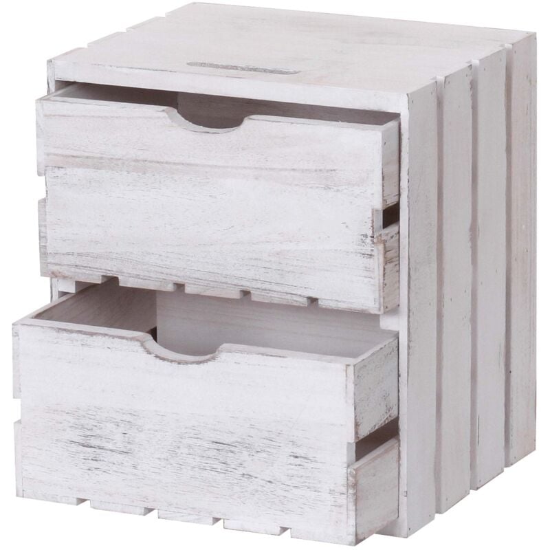 foto del prodotto hhg comodino cassettiera 515 serie vintage 2 cassetti, bianco