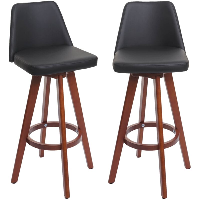 foto del prodotto hhg coppia sedie sgabelli 569 girevole design moderno legno ecopelle nero