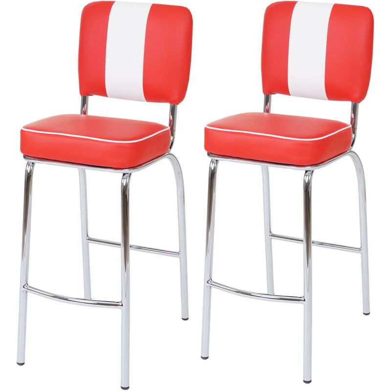 foto del prodotto hhg coppia sgabelli design anni 50 retr vintage avellino metallo ecopelle 46x38x107cm rosso