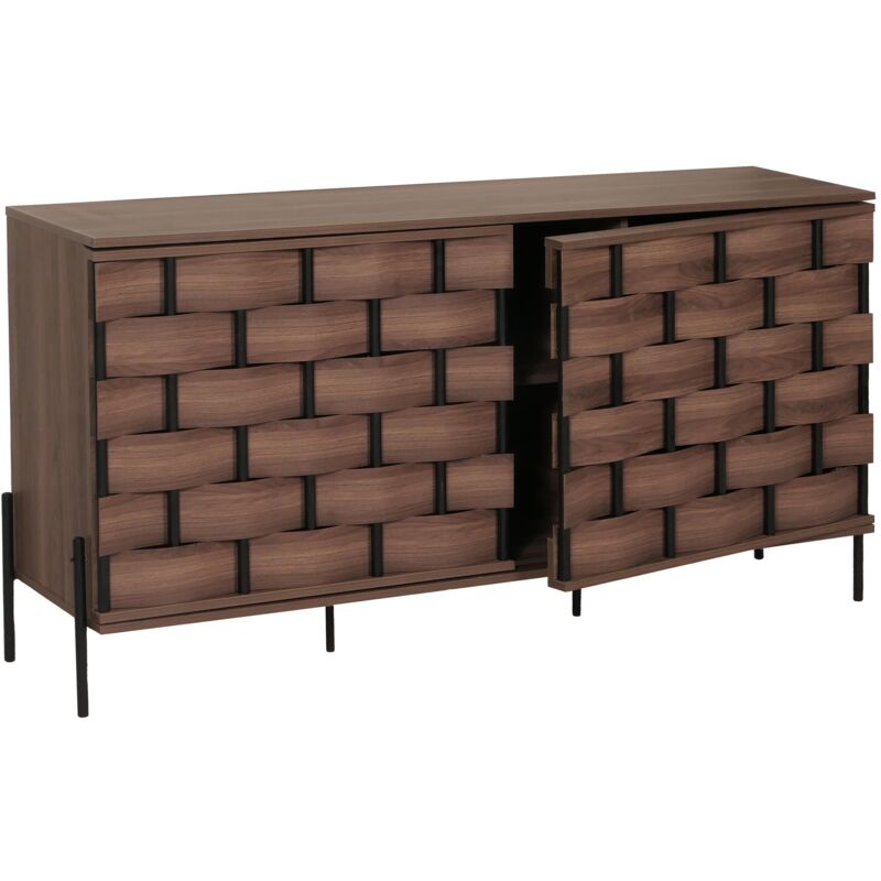 foto del prodotto hhg credenza armadietto sideboard push to open 610 80x153x40cm legno effetto 3d marrone