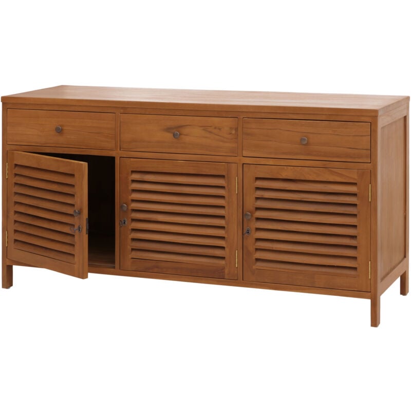 foto del prodotto hhg credenza bagno 776, madia armadietto, mobile lavabo 3 ante con chiave 3 casetti, 83x155x50cm