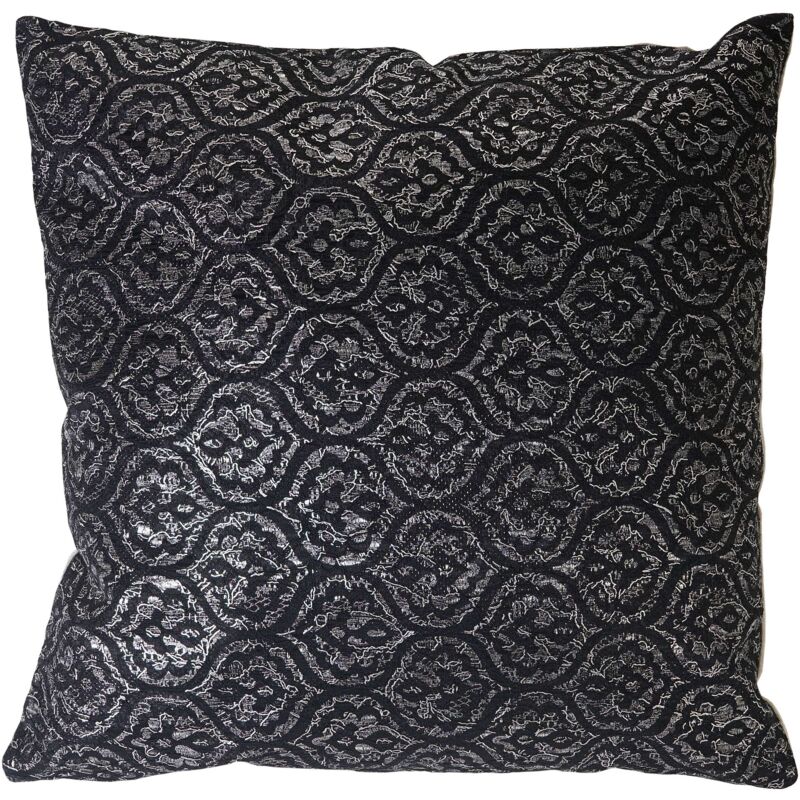 foto del prodotto hhg cuscino decorativo imbottito da divano karo t773 poliestere 45x45cm nero silver