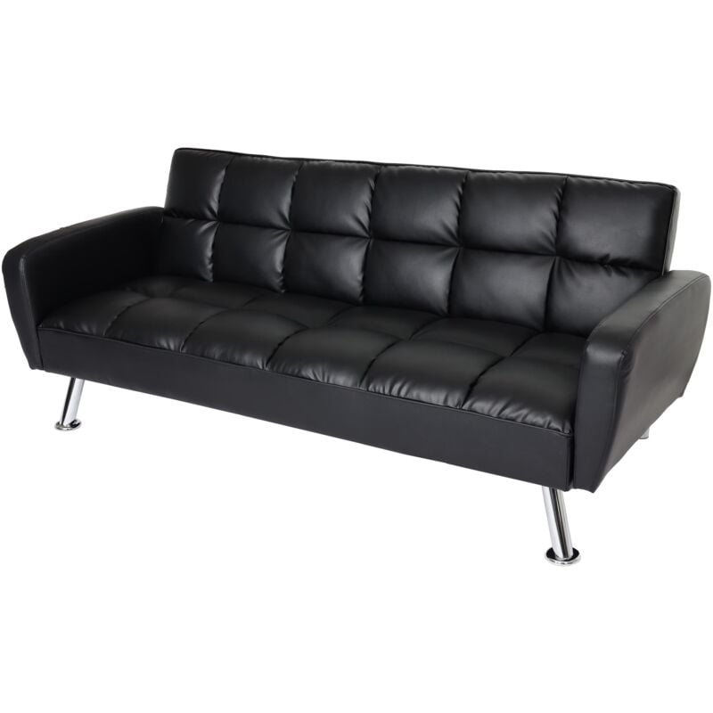 foto del prodotto hhg divano letto sof reclinabile 552 molle nosag legno ferro ecopelle nero