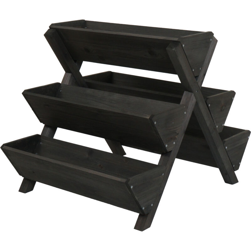 foto del prodotto hhg fioriera a scala 646, per erbe piante giardino ripiani rialzati, 5 vasi 56x56x70 per esterno legno mvg, antracite