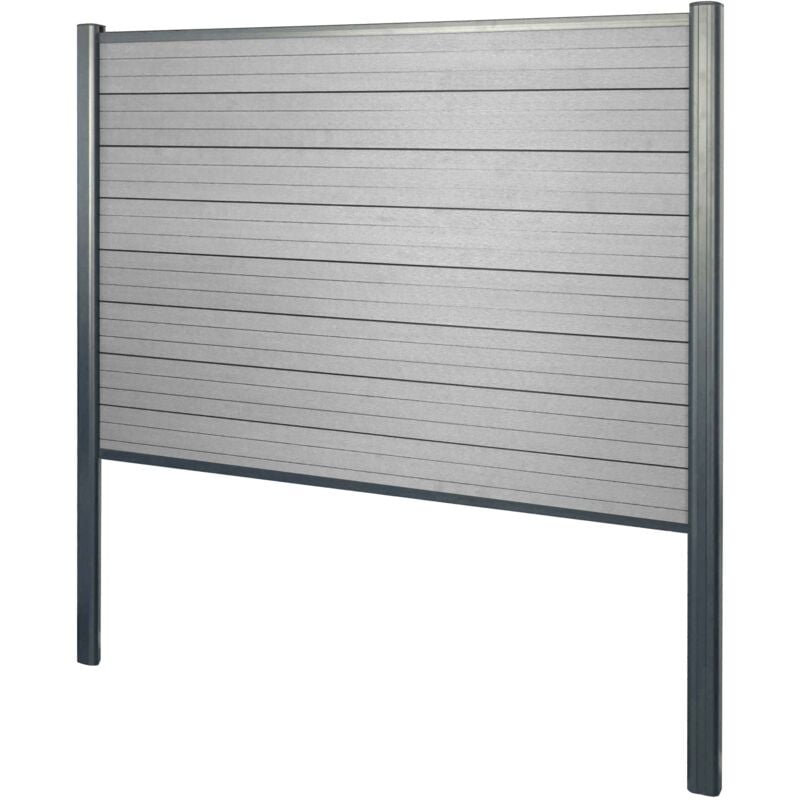 foto del prodotto hhg frangivento fendivista pannello privacy sarthe wpc alluminio premium installazione cemento 190cm grigio