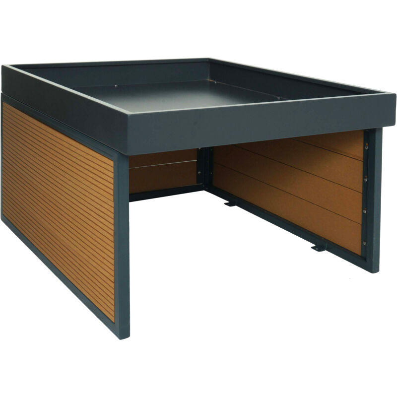 foto del prodotto hhg garage riparo per robot tosaerba con fioriera 652 40x60x73cm ferro wpc legno chiaro