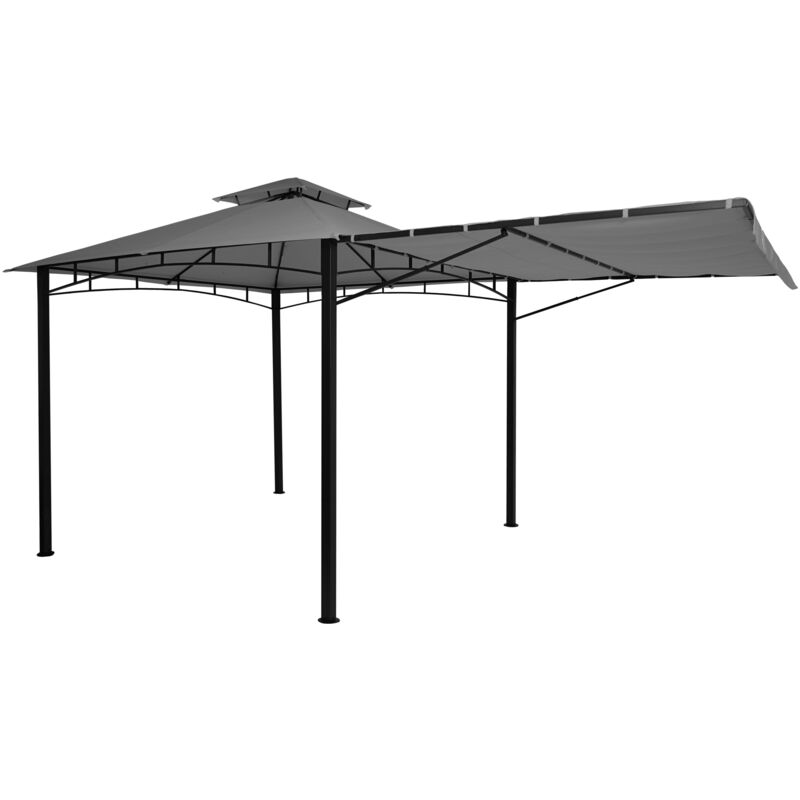 foto del prodotto hhg gazebo pergola estensibile baldacchino moderno elegante giardino patio 677 acciaio poliestere 2,5x2,5m grigio