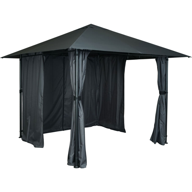 foto del prodotto hhg gazebo pergola tende baldacchino moderno elegante giardino patio 053 acciaio poliestere 3x3m antracite