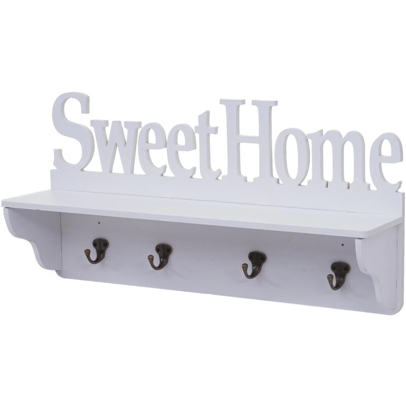 foto del prodotto hhg guardaroba appendiabiti 796 sweet home 4 ganci 30x60x13cm, bianco
