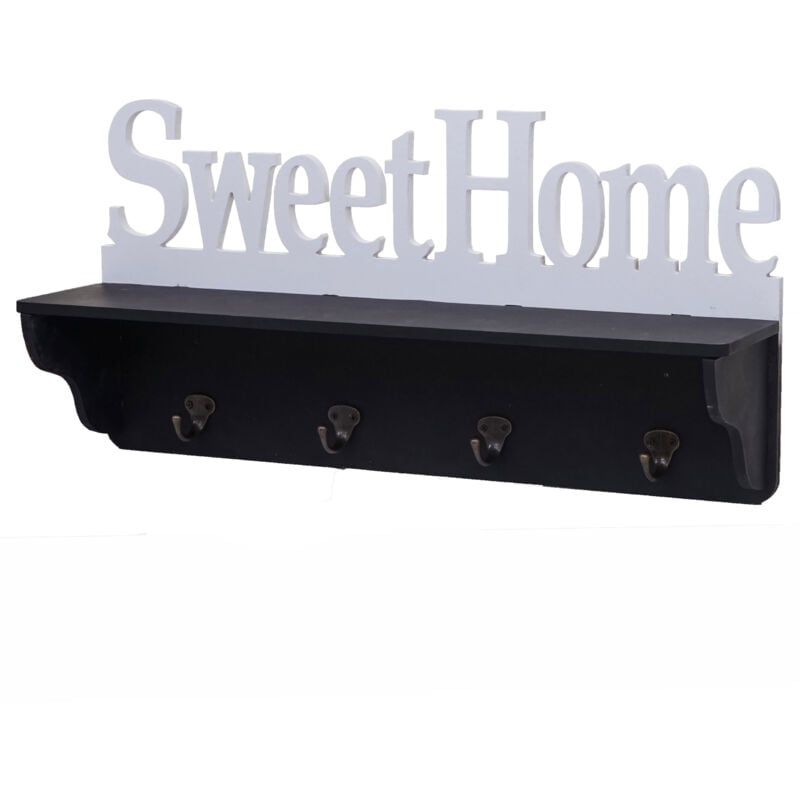 foto del prodotto hhg guardaroba appendiabiti 796 sweet home 4 ganci 30x60x13cm, bianco nero