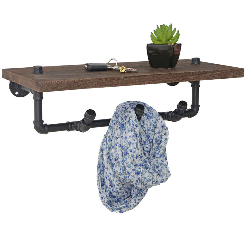 foto del prodotto hhg mensola guardaroba 761 metallo legno di paulonia 60x25x16cm marrone