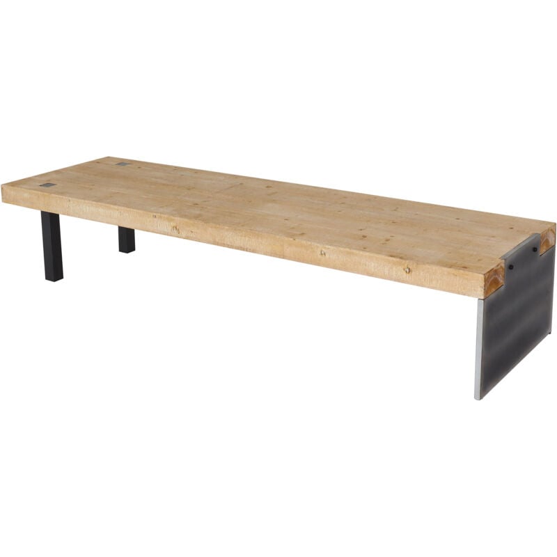 foto del prodotto hhg mobile tavolo tavolino porta tv 577 40x200x60cm ferro legno chiaro e nero
