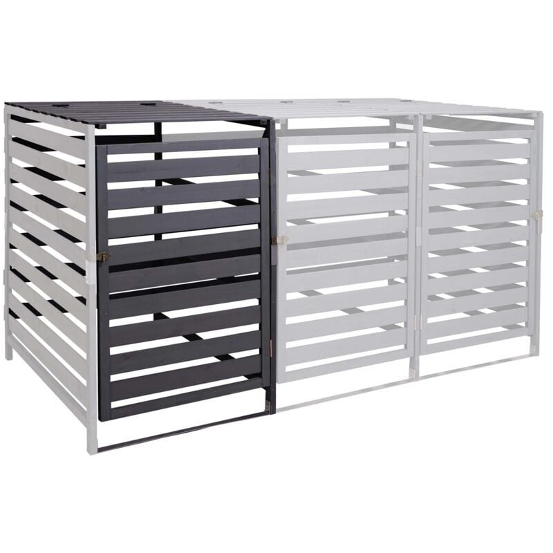 foto del prodotto hhg modulo aggiuntivo per copribidoni box spazzatura rifiuti 714 97x67x114cm legno abete antracite