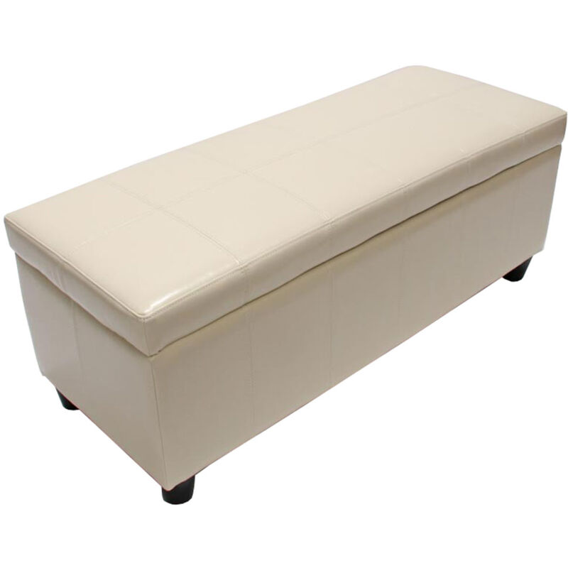 foto del prodotto hhg panca contenitore elegante kriens pelle rivestita e ecopelle 112x45x45cm, avorio