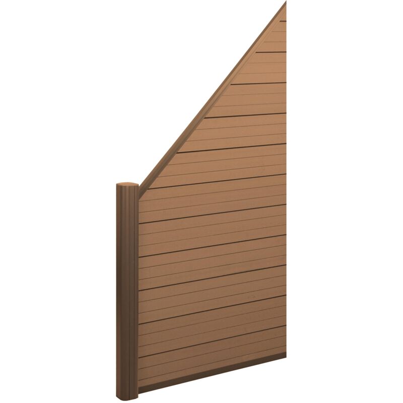 foto del prodotto hhg pannello supplementare frangivento fendivista obliquo sx privacy sarthe wpc alluminio premium 95cm teak