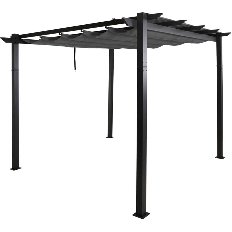 foto del prodotto hhg pergola in alluminio 024, gazebo da giardino, struttura stabile 8cm tetto scorrevole uv50 3x3m, antracite