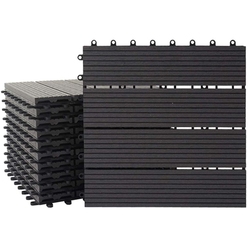 foto del prodotto hhg piastrelle pavimentazione da esterno rhone t831 wpc 30x30cm 11 pezzi 1mq antracite lineare