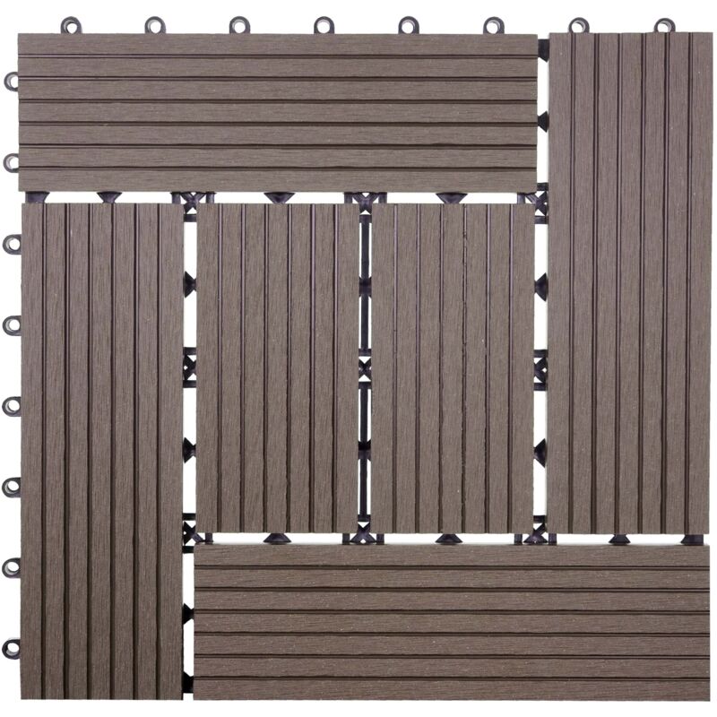 foto del prodotto hhg piastrelle pavimentazione da esterno rhone t831 wpc 30x30cm 11 pezzi 1mq marrone incrociato
