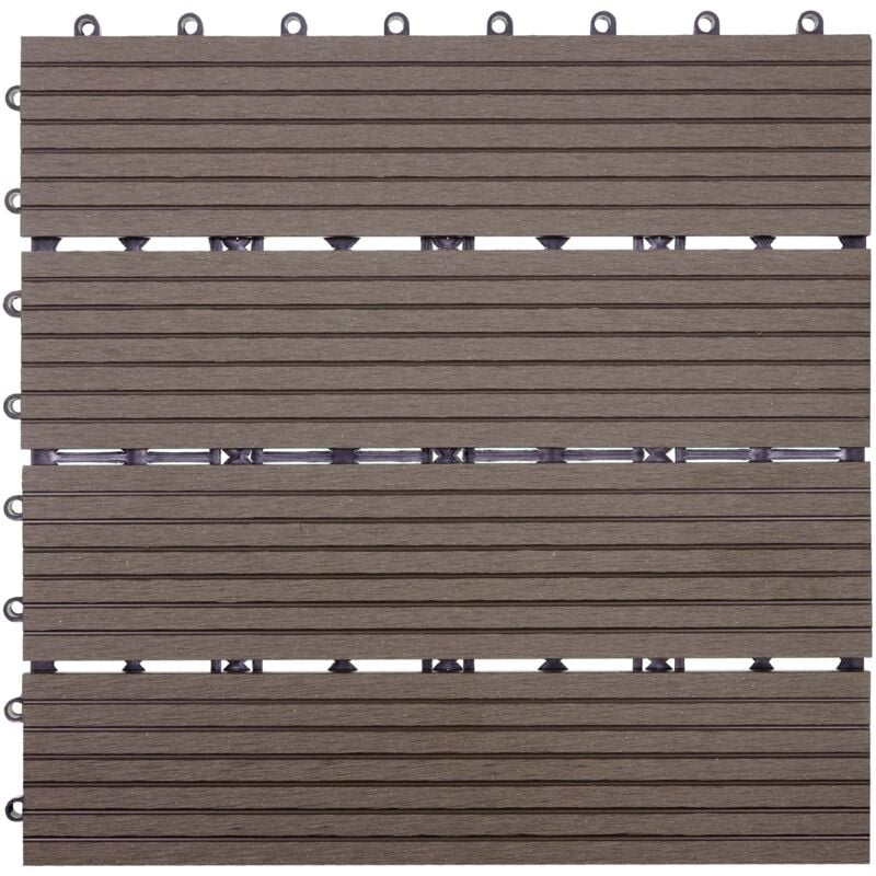 foto del prodotto hhg piastrelle pavimentazione da esterno rhone t831 wpc 30x30cm 11 pezzi 1mq marrone lineare
