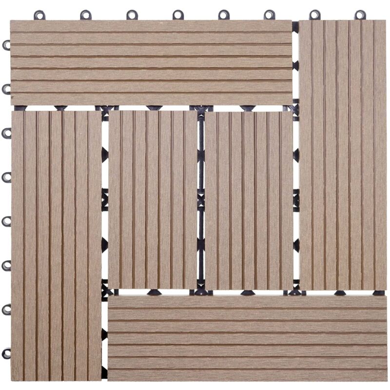 foto del prodotto hhg piastrelle pavimentazione da esterno rhone t831 wpc 30x30cm 11 pezzi 1mq teak incrociato
