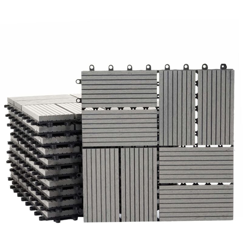 foto del prodotto hhg piastrelle premio pavimentazione da esterno rhone t831 wpc 30x30cm 11 pezzi 1mq grigio quadrati