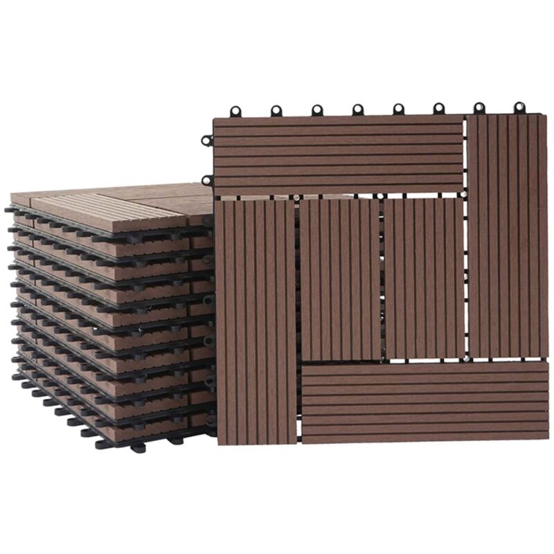 foto del prodotto hhg piastrelle premio pavimentazione da esterno rhone t831 wpc 30x30cm 11 pezzi 1mq marrone incrociato