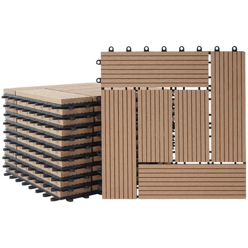 foto del prodotto hhg piastrelle premio pavimentazione da esterno rhone t831 wpc 30x30cm 11 pezzi 1mq teak incrociato