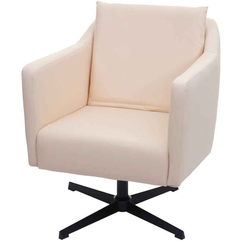 foto del prodotto hhg poltrona lounge 713b sedia relax girevole 80x72x85cm, ecopelle avorio crema