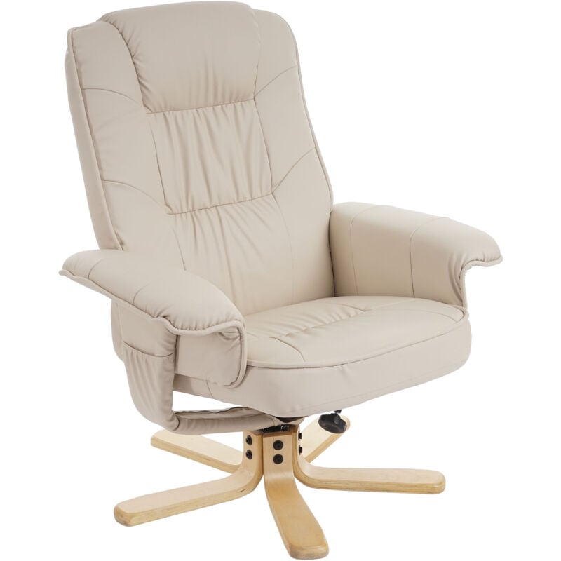 foto del prodotto hhg - poltrona relax reclinabile girevole m56 ecopelle senza poggiapiedi avorio