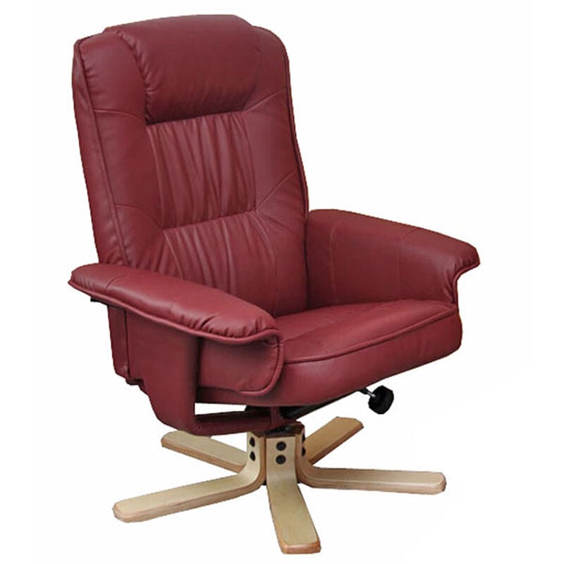 foto del prodotto hhg - poltrona relax reclinabile girevole m56 ecopelle senza poggiapiedi bordeaux