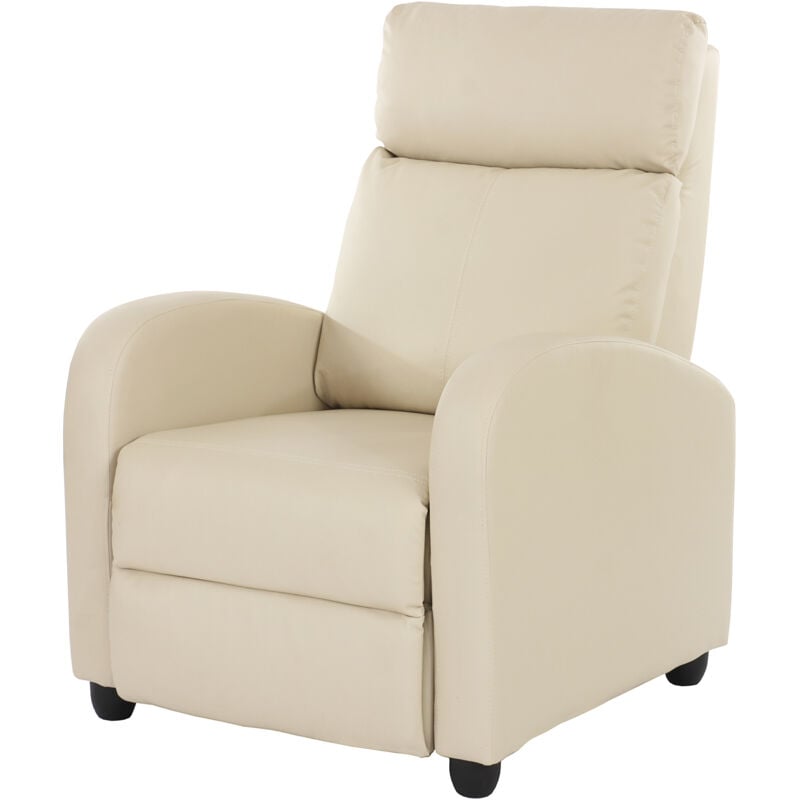 foto del prodotto hhg poltrona relax reclinabile tv elegante denver ecopelle 92x72x105cm avorio