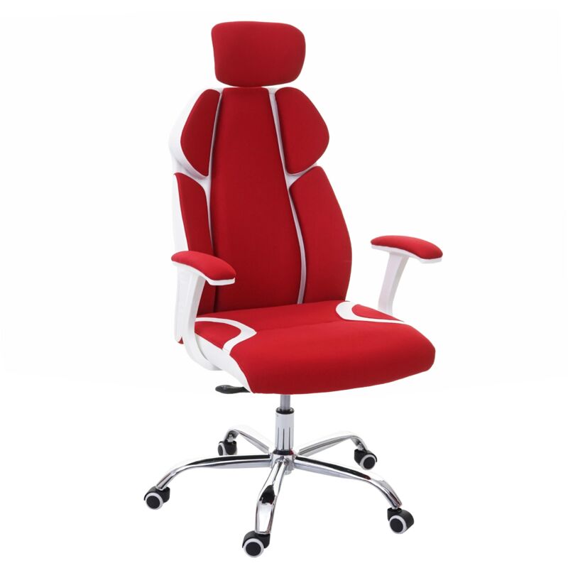 foto del prodotto hhg poltrona sedia da ufficio ergonomica girevole 182 tessuto ecopelle, rosso bianco