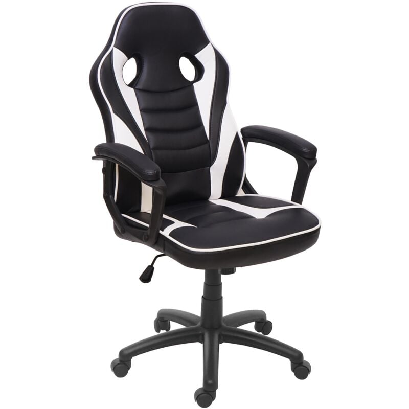foto del prodotto hhg poltrona sedia gaming ufficio girevole regolabile 063 ergonomica ecopelle nero e bianco