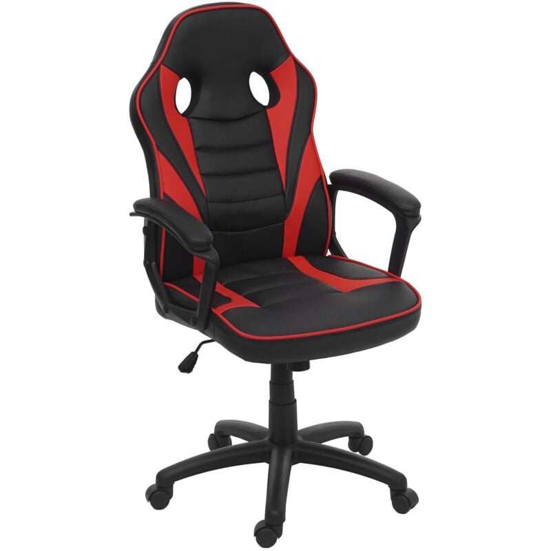 foto del prodotto hhg poltrona sedia gaming ufficio girevole regolabile 063 ergonomica ecopelle nero e rosso