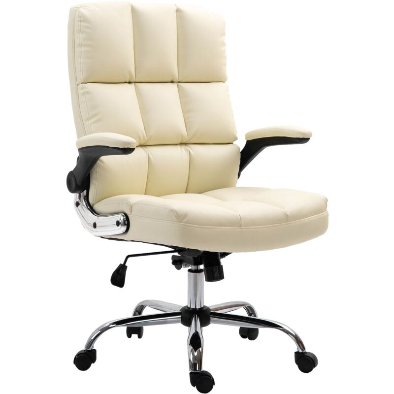 foto del prodotto hhg poltrona sedia ufficio girevole regolabile 489 ergonomica ecopelle avorio