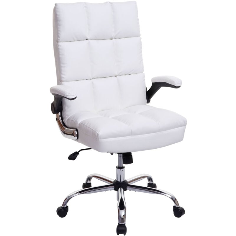 foto del prodotto hhg poltrona sedia ufficio girevole regolabile 489 ergonomica ecopelle bianco