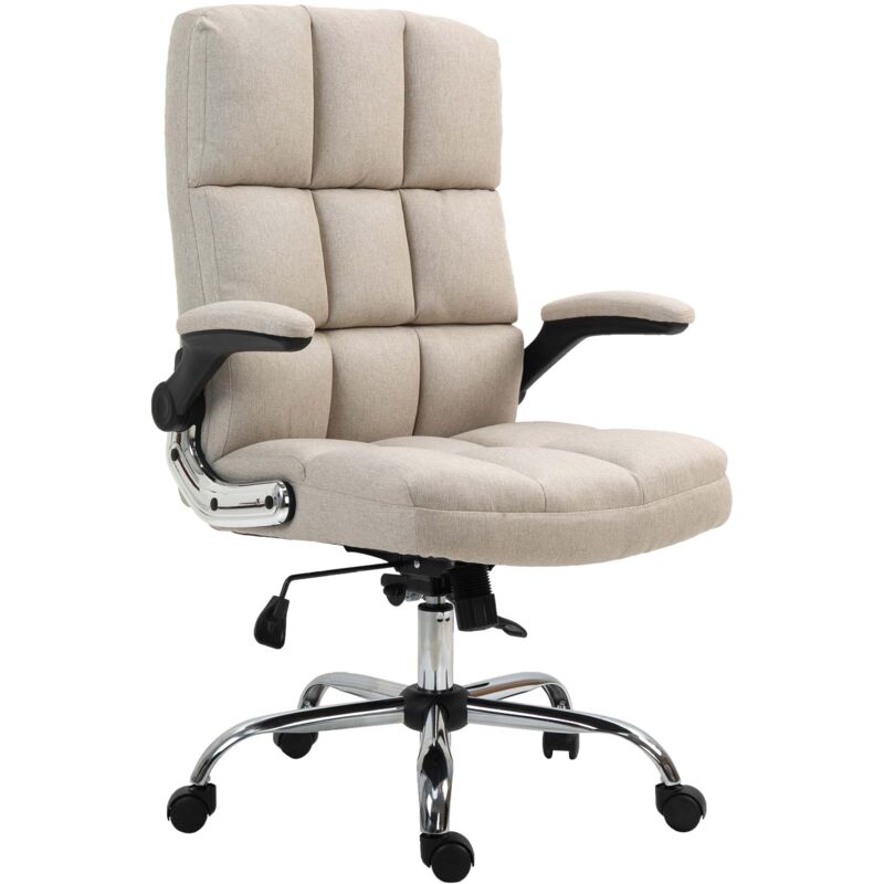 foto del prodotto hhg poltrona sedia ufficio girevole regolabile 489 ergonomica tessuto marrone chiaro