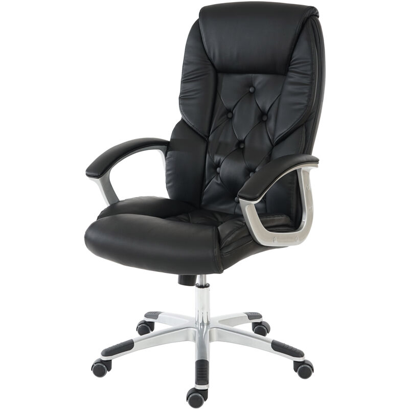 foto del prodotto hhg poltrona sedia ufficio girevole regolabile l42 xxl ecopelle design moderno 77x68x116 125cm nero