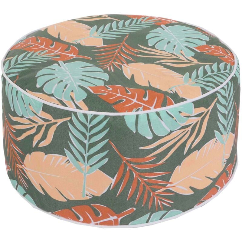 foto del prodotto hhg pouf poggiapiedi gonfiabile interno esterno 840 spun poly 55x55x29cm foglie