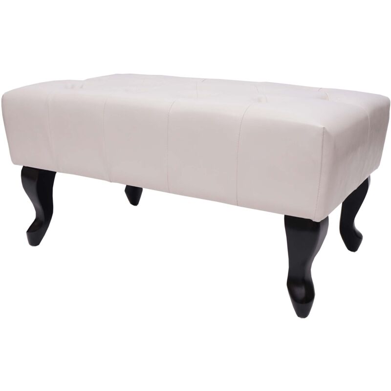 foto del prodotto hhg pouf poggiapiedi ottomano stile vittoriano chesterfield 39x77x47cm ecopelle bianco