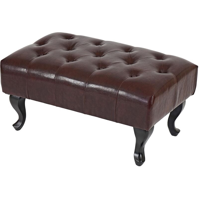 foto del prodotto hhg pouf poggiapiedi ottomano stile vittoriano chesterfield 39x77x47cm ecopelle marrone