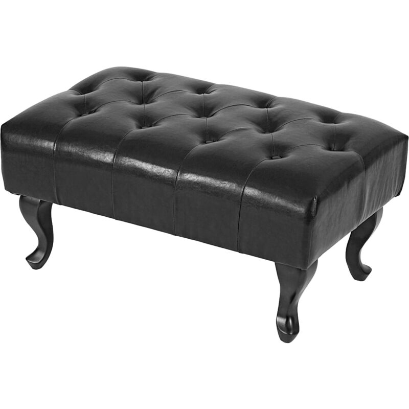 foto del prodotto hhg pouf poggiapiedi ottomano stile vittoriano chesterfield 39x77x47cm ecopelle nero