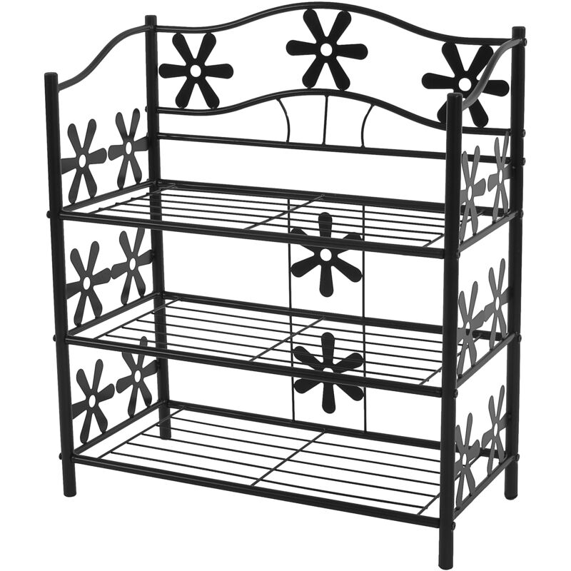 foto del prodotto hhg scaffale multiuso giardino scarpiera portaoggetti metallo robusto decorativo 3 ripiani