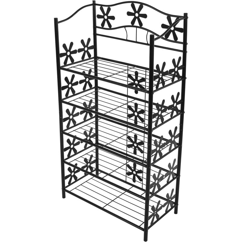 foto del prodotto hhg scaffale multiuso giardino scarpiera portaoggetti metallo robusto decorativo 5 ripiani
