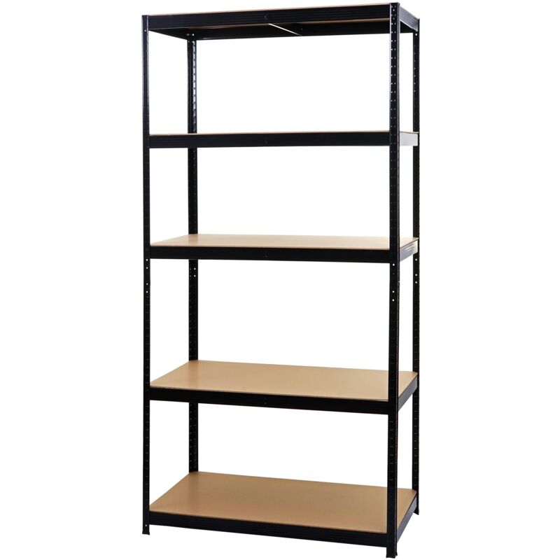 foto del prodotto hhg scaffale officina ufficio garage 410 large metallo mdf 5x ripiani colore nero