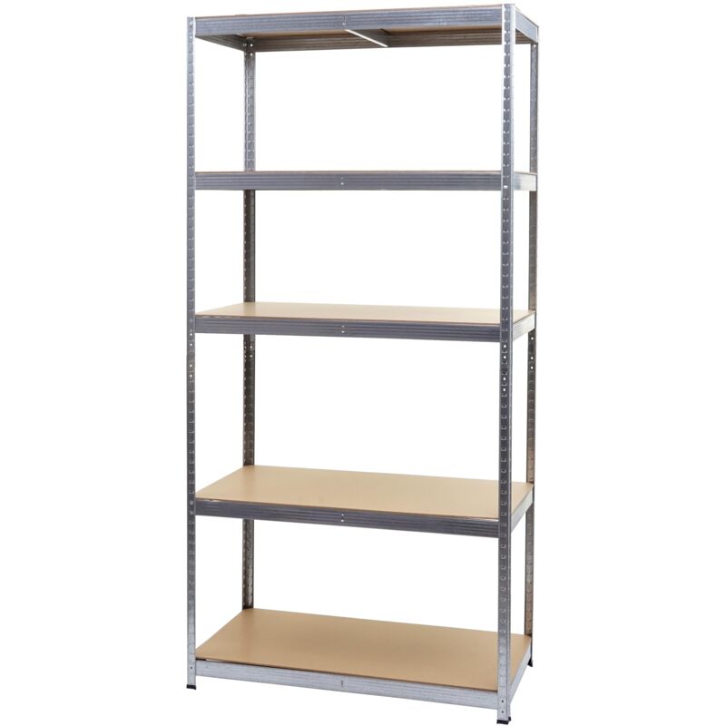 foto del prodotto hhg scaffale officina ufficio garage 410 large metallo mdf 5x ripiani colore zincato