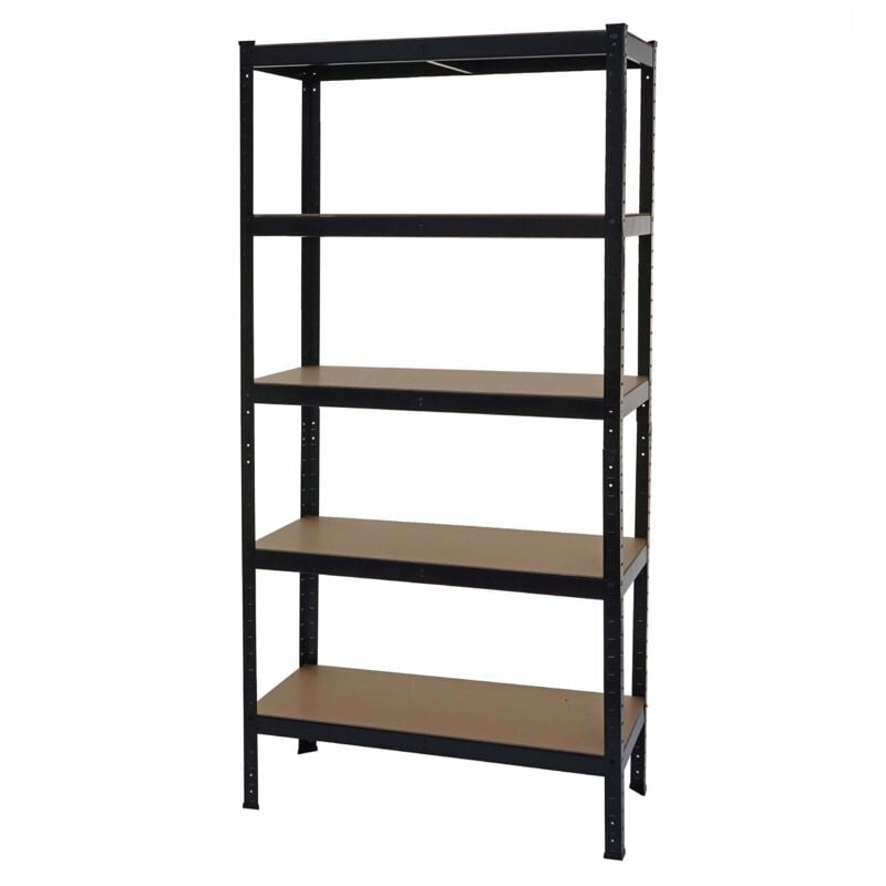 foto del prodotto hhg scaffale officina ufficio garage 410 metallo mdf 5x ripiani colore nero