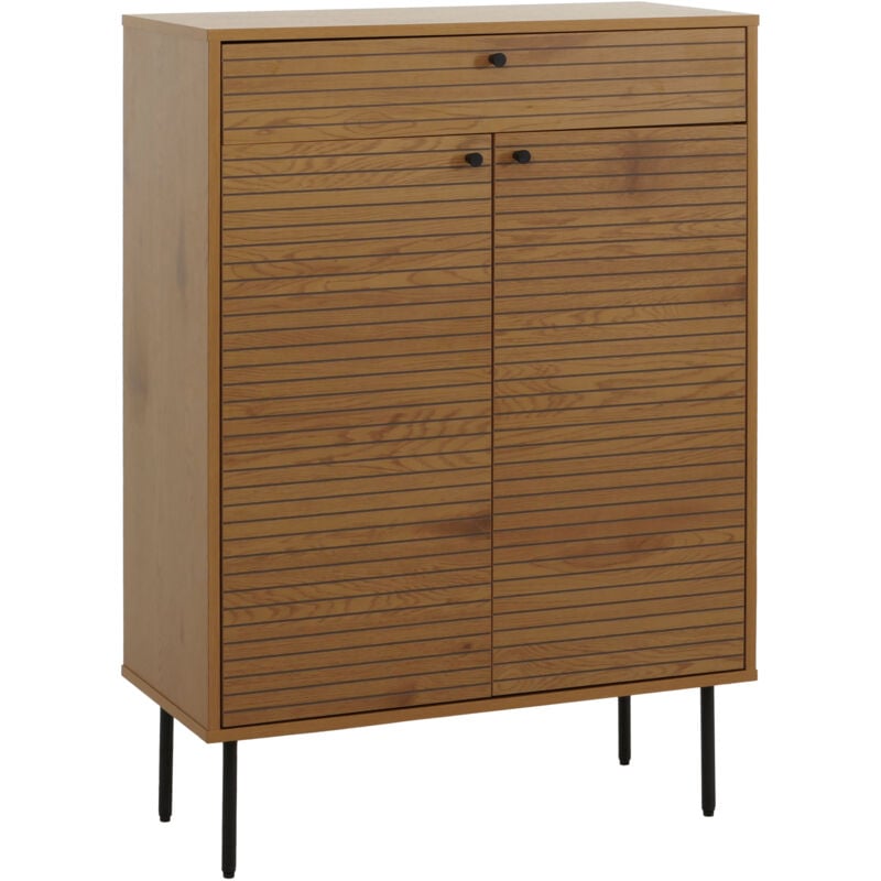 foto del prodotto hhg scarpiera 284, mobile portascarpe, stile scandinavo metallo legno melamina mvg 115x80x35cm, naturale