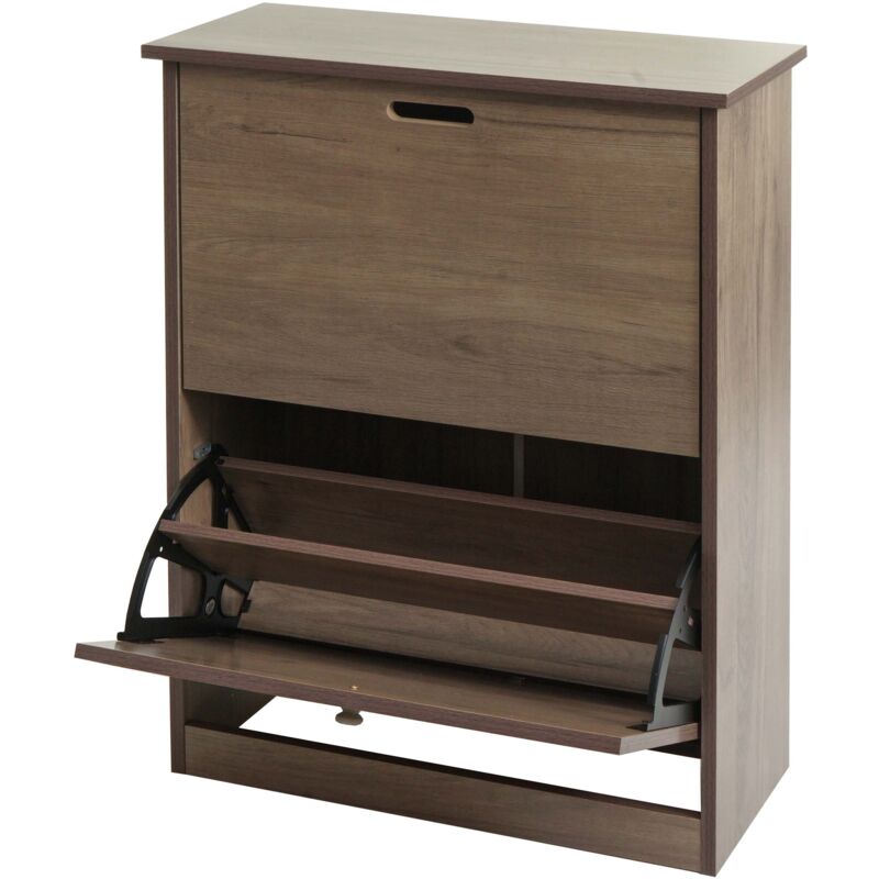 foto del prodotto hhg scarpiera salvaspazio con 2 ante a ribalta 398 mdf legno paulonia marrone