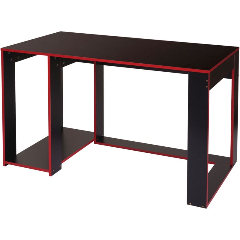 foto del prodotto hhg scrivania ufficio computer 834 mdf 60x120x76cm nero e rosso